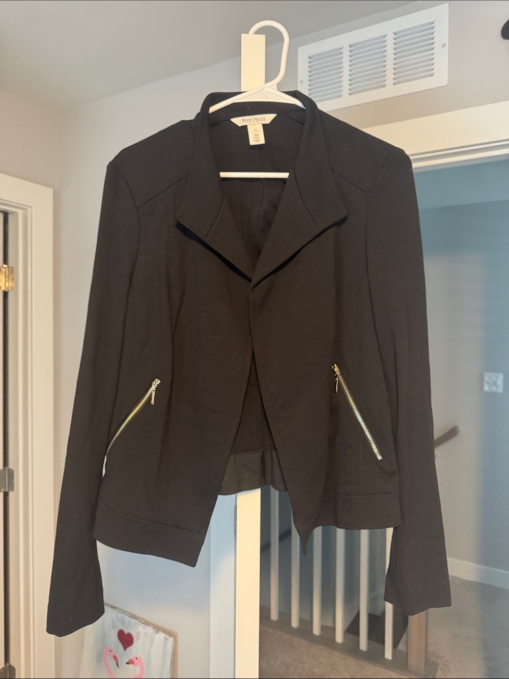 White House Black Market Black Women's Zip-Pocket Blazer